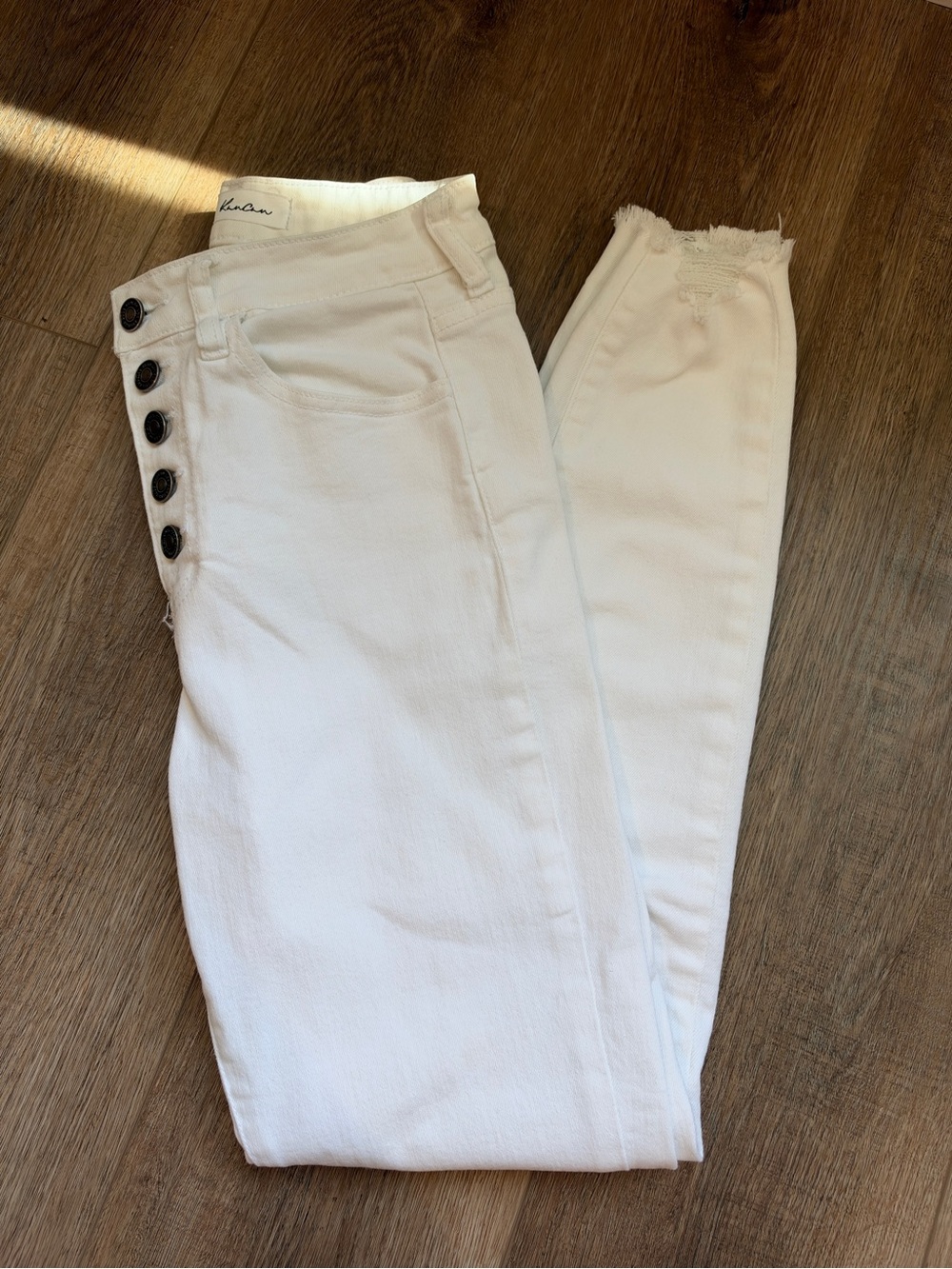 KanCan White High-Rise Button-Front Jeans